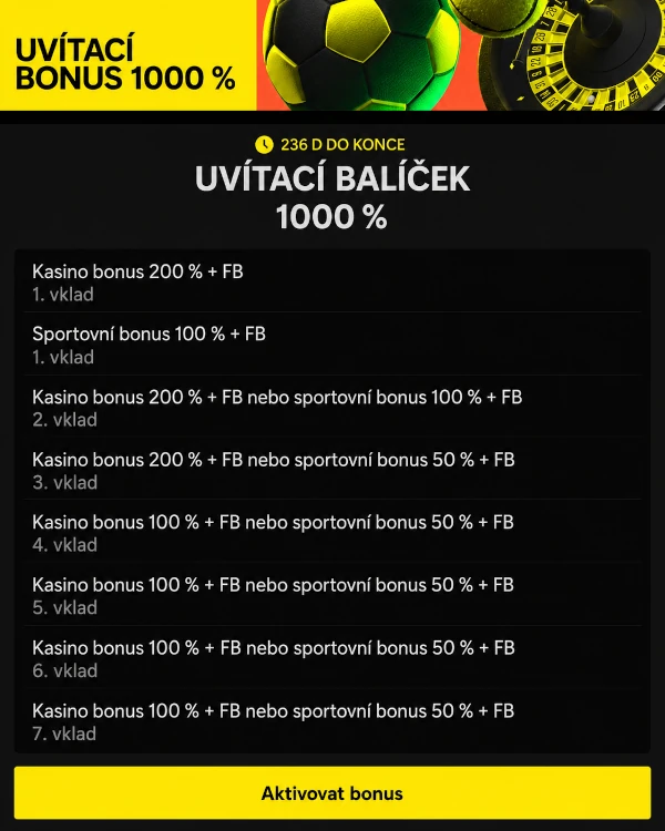 Registrační bonus pro všechny nové hráče