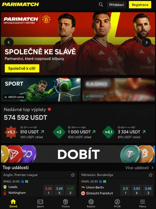 Oficiální web Pari Match, který může být někdy blokován